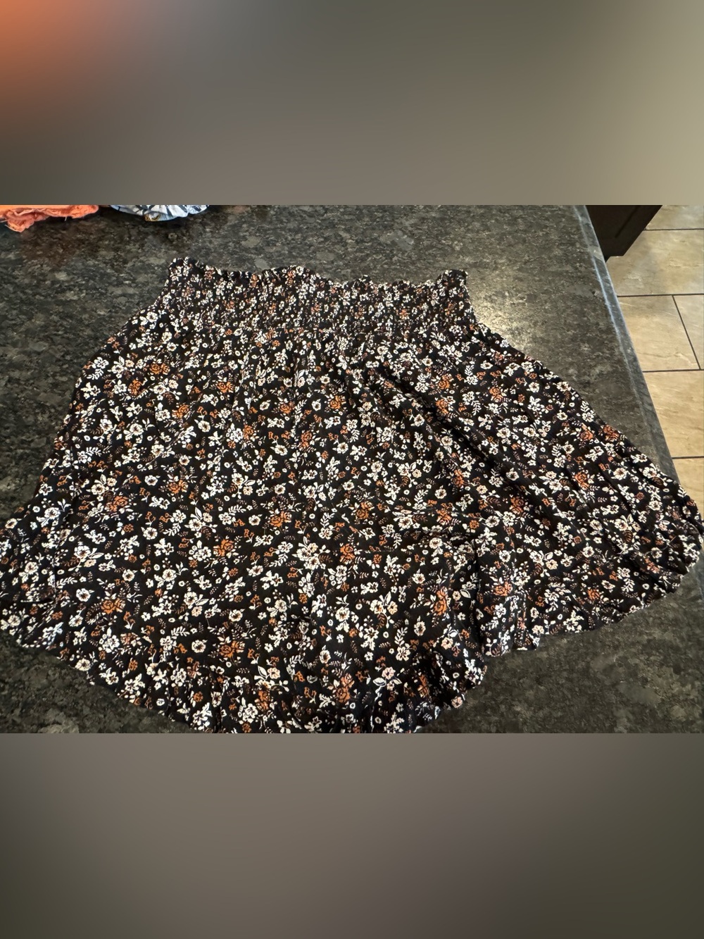 Grace & Lace Black Ditsy Floral Smocked High Waist Shorts